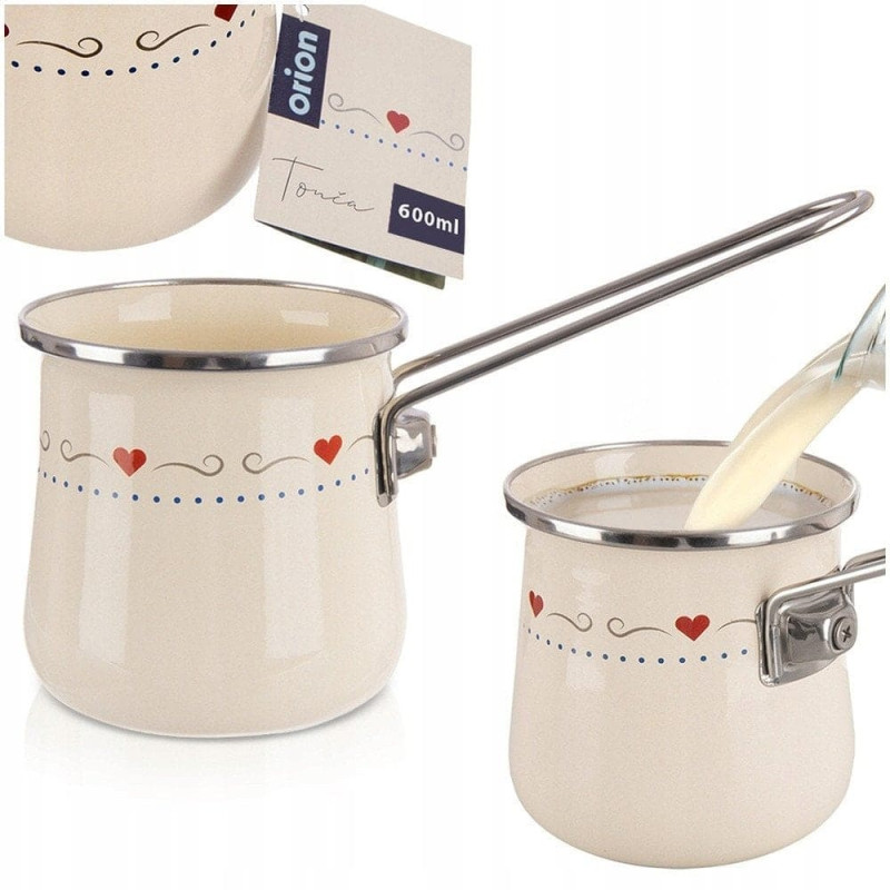 Noname Tygielek do Kawy Emaliowany 600 ml ORION TONCA Kremowy Indukcja