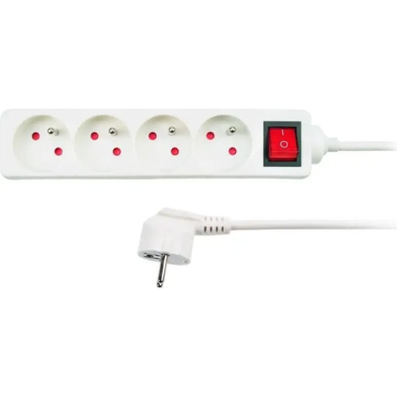 Solight prodlužovací přívod, 4 zásuvky, bílý, vypínač, 7m
