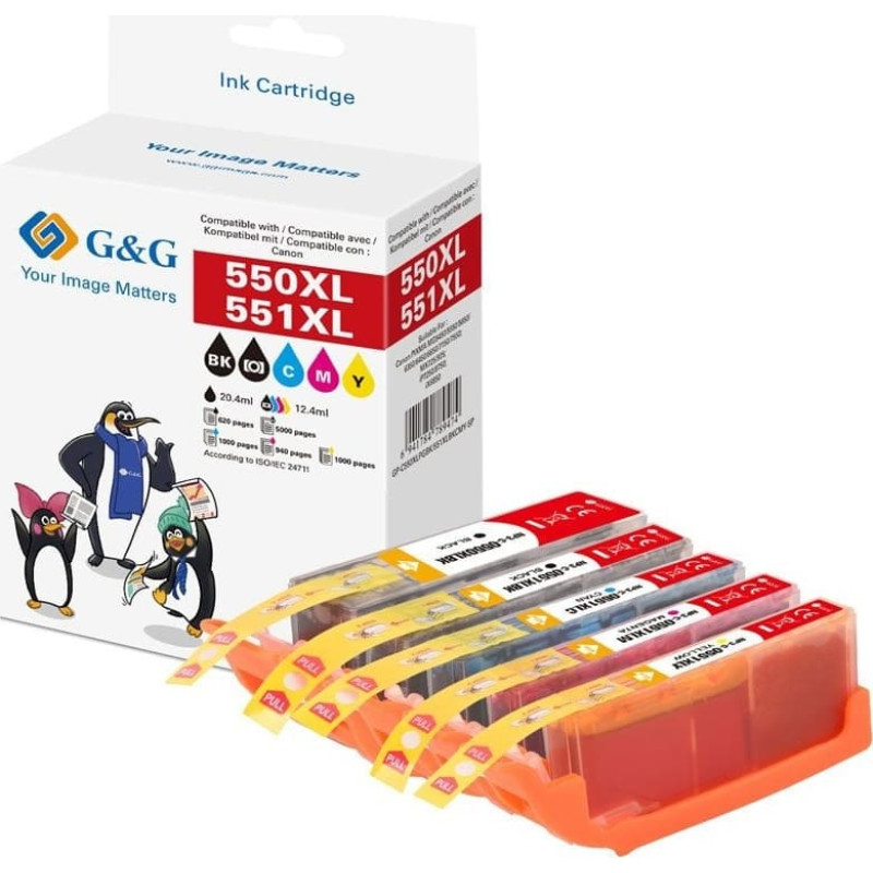 G&G Tusz G&G Zestaw 5 tuszy Canon PGI-550/CLI-551 BK/C/M/Y+FotoBK