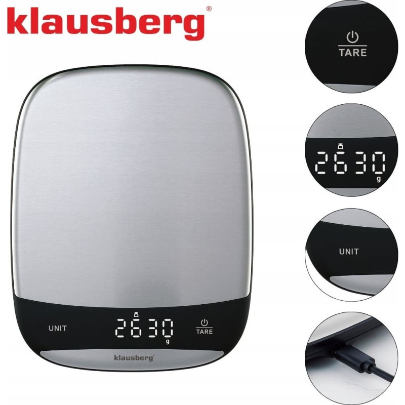 Klausberg Waga kuchenna Klausberg ELEKTRONICZNA WAGA KUCHENNA 10kg KB-7936