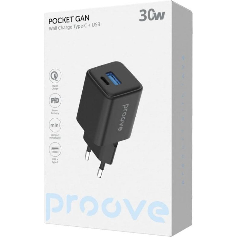 Proove Ładowarka sieciowa Proove Silicone Power 2 30W black (Type-C + USB)
