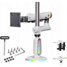 Blow F7-XE Pearl White Podświetlenie RGB Gamingowy mocny uchwyt biurkowy do dużych monitorów 32-60 cali