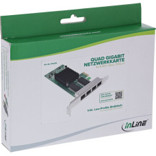 Inline ® Quad Gigabit Netzwerkkarte, 4x RJ45 1 Gb/s, PCIe x1