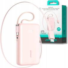 Joyroom Powerbank Joyroom JR-PR2L 10000mAh 35W z wbudowanym zwijanym kablem USB-C i kablem-smyczą Lightning - różowy
