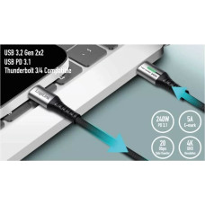 Logilink USB-C 20 Gb/s, 240W 1.0m w oplocie czarny