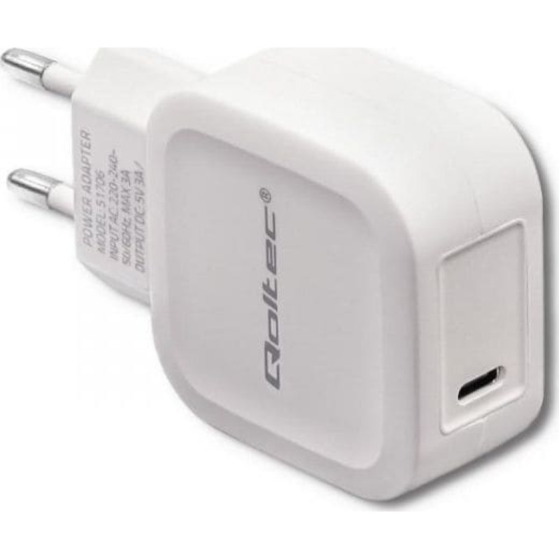 Qoltec Ładowarka Qoltec 1x USB-C 3 A (51706)