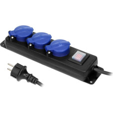 Orno Przedłużacz warsztatowy bryzgoszczelny z wyłącznikiem IP44, 3 gniazda 2P+Z(Schuko) IP44, przewód gumowy, H05RR-F 3x1,5mm?, dług