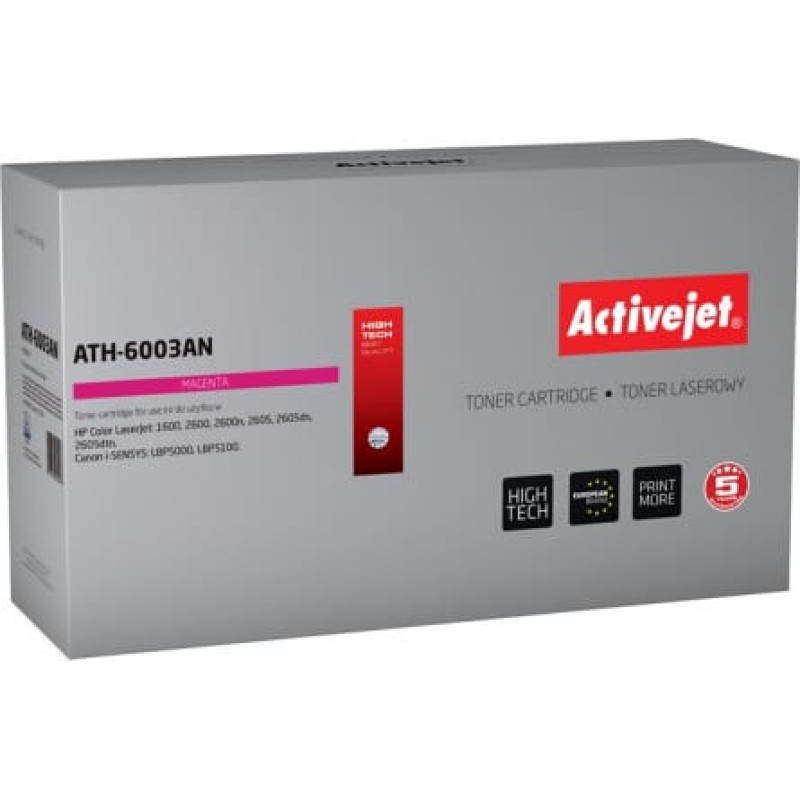 Activejet ATH-6003AN toner for HP printer; HP 124A Q6003A, Canon CRG-707M replacement; Premium; 2000 pages; magenta