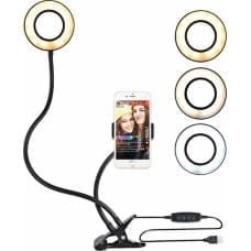 Alogy Lampa pierścieniowa Alogy Fotograficzna Lampa pierścieniowa LED do selfie Alogy uchwyt na telefon Czarny