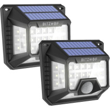 Blitzwolf Kinkiet Blitzwolf Zewnętrzna lampa solarna LED Blitzwolf BW-OLT3 z czujnikiem ruchu i zmierzchu, 1200mAh (2 sztuki)