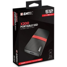 Emtec Dysk zewnętrzny Emtec SSD Portable X200 512 GB Czarno-czerwony (ECSSD512GX200)