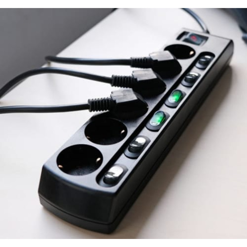 Brennenstuhl Einzeln schaltbare Steckdosenleiste 6-fach (schwarz, 2,5 Meter)