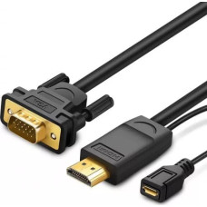 Ugreen Adapter AV Ugreen Ugreen adapter konwerter obrazu HDMI - VGA z zasilaniem micro USB 1,5m czarny (MM101)