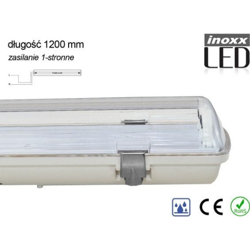Nvox Oprawa hermetyczna przemysłowa ip65 led 1x120cm t8 g13 jednostronnie zasilana