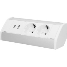 Orno Gniazdo meblowe 2x2P+Z + USB, schuko, biało-srebrne