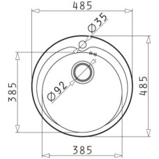 Pyramis Kiba 1B 100053801 Stainless steel sink, 1 bowl, 48.5 cm diameter, silver