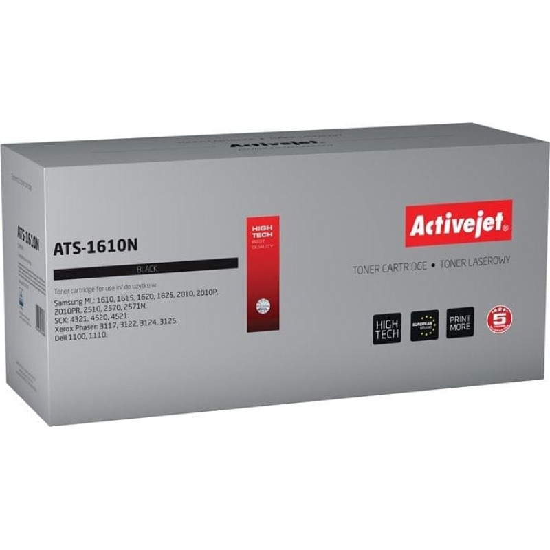 Activejet ATS-1610N toner for Samsung printer; Samsung ML-1610D2 / 2010D3, Xerox 106R01159, Dell J9833 replacement; Supreme; 3000 pages; black