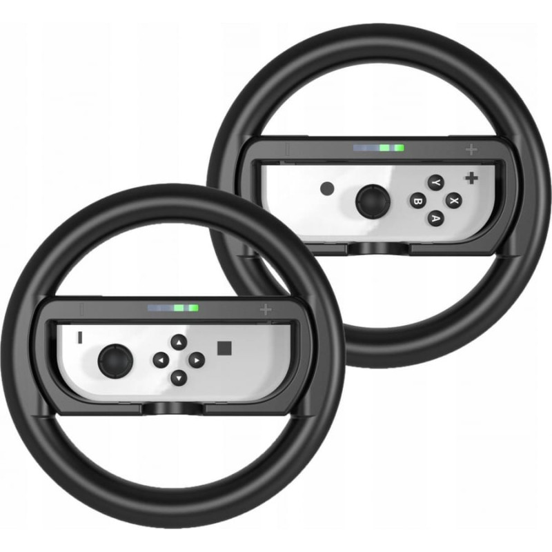 JYS 2x Kierownica + Uchwyt 2w1 do Nintendo Switch OLED i Nintendo Switch / 2x Czarny