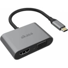 Akasa Adapter USB Akasa USB-C - HDMI - VGA Srebrny  (AK-CBCA23-18BK)