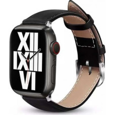 Crong Noble Band - Pasek z naturalnej skóry do Apple Watch 42/44/45/49 mm (Black Noir)