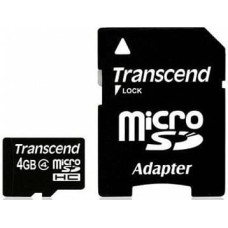 Transcend MEMORY MICRO SDHC 4GB W/ADAPT/CLASS4 TS4GUSDHC4 TRANSCEND