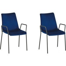 Beliani Zestaw 2 krzeseł do jadalni welurowy ciemnoniebieski JEFFERSON