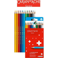 Caran D`arche Kredki akwarelowe CARAN D'ACHE Swisscolor, kartonowe pudełko, 12 szt.