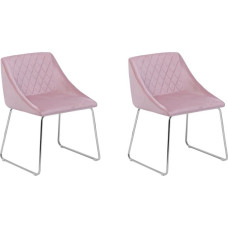 Beliani Zestaw 2 krzeseł do jadalni welurowy różowy ARCATA