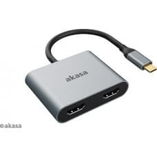 Akasa Adapter USB Akasa USB-C - HDMI x2 Szary  (AK-CBCA26-18BK)