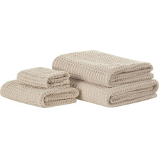 Beliani Komplet 4 ręczników bawełniany beżowy ATAI