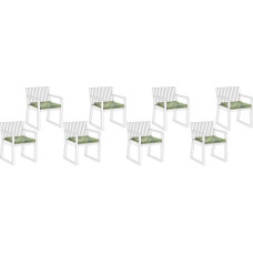 Beliani Zestaw 8 poduszek na krzesła ogrodowe w liście zielony SASSARI