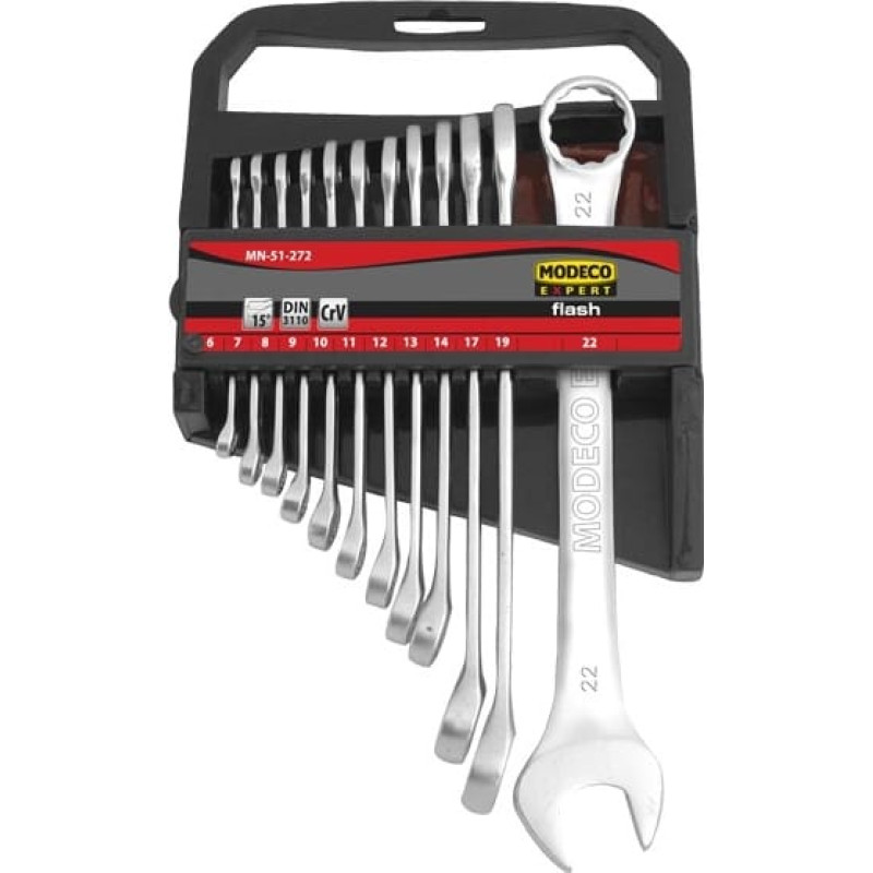 Modeco Zestaw kluczy płasko-oczkowych 6-22mm 12szt. (MN-51-272)