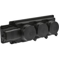 Pawbol 3-gniazda z/u gumowe czarne IP44 D.3159/3
