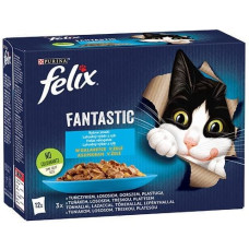 Purina Nestle Felix Fantastic fish flavors in jelly with tuna, salmon, cod and flatfish - 340g (12x 85 g)