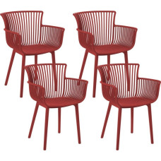 Beliani Zestaw 4 krzeseł do jadalni czerwony PESARO
