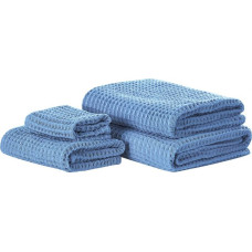 Beliani Komplet 4 ręczników bawełniany niebieski AREORA