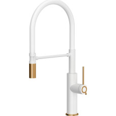 Quadron GEMMA Q LINE SteelQ snow white / Nano PVD złoty, biały wąż