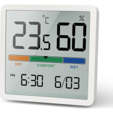 Greenblue Termometr/higrometr GreenBlue,GB380, z funkcją zegara i daty, bateria CR2032, zakres temp. -9.9 st. C do +60 st. C