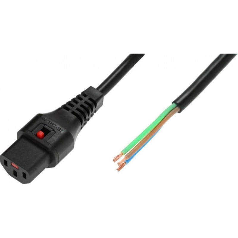 Assmann Kabel zasilający Assmann IEC LOCK, 3x1mm2, 2m, czarny (IEC-PC1025)