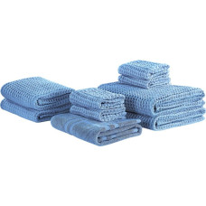 Beliani Komplet 9 ręczników bawełniany niebieski AREORA