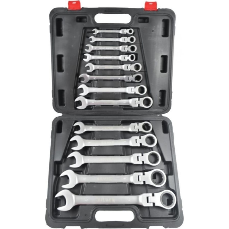 Silver Klucz płasko-oczkowy z przegubem i grzechotką 6-32mm 13szt. (SK-013-01)