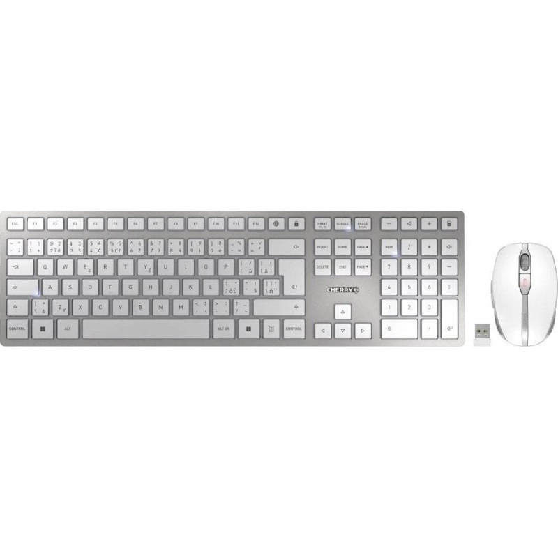 Cherry Klawiatura Cherry CHERRY DW 9100 SLIM klawiatura RF Wireless + Bluetooth Czeski, Słowacki Srebrny