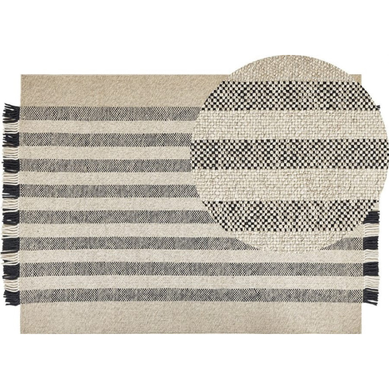 Beliani Dywan wełniany 140 x 200 cm złamana biel z czarnym TACETTIN Lumarko!