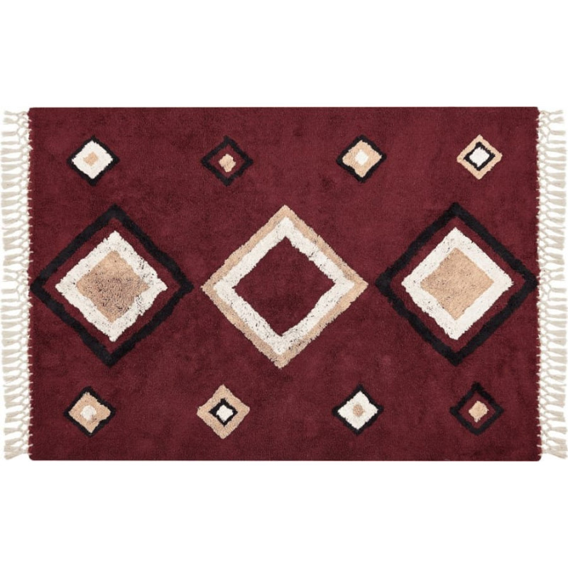 Beliani Lumarko Dywan bawełniany 160 x 230 cm czerwony SIIRT!