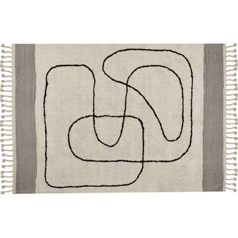 Beliani Lumarko Dywan bawełniany 140 x 200 cm beżowo-czarny DOKUZ!