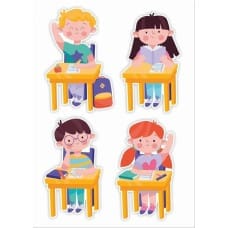 Learnhow Dekoracje szkolne - Dzieci w ławkach (duży napis)