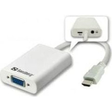 Sandberg Adapter AV Sandberg HDMI - D-Sub (VGA) + Jack 3.5mm 0.15m biały (50877)