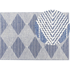 Beliani Lumarko Dywan Wełniany 160 X 230 Cm Beżowo-niebieski Datca!