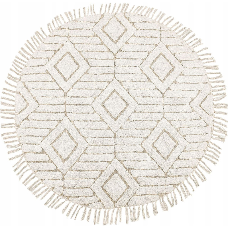 Beliani Lumarko Dywan okrągły bawełniany ø 140 cm beżowy HORASAN!