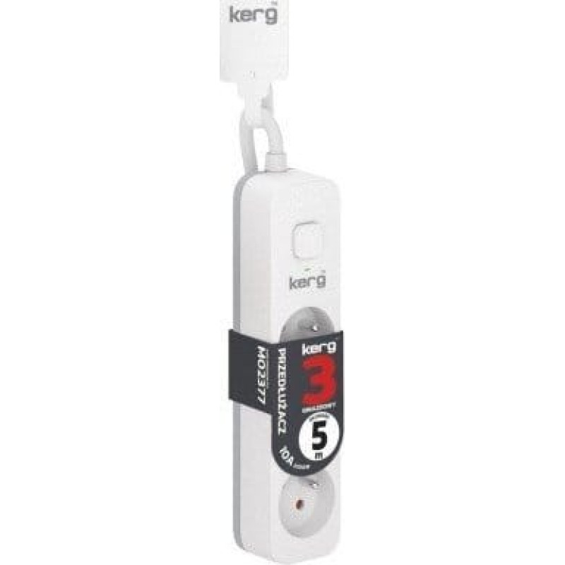 Kerg Przedłużacz KERG z wyłącznikiem-3 gniazda-biało-szary-5m-10A-H05VV-F-3x1,0mm2
